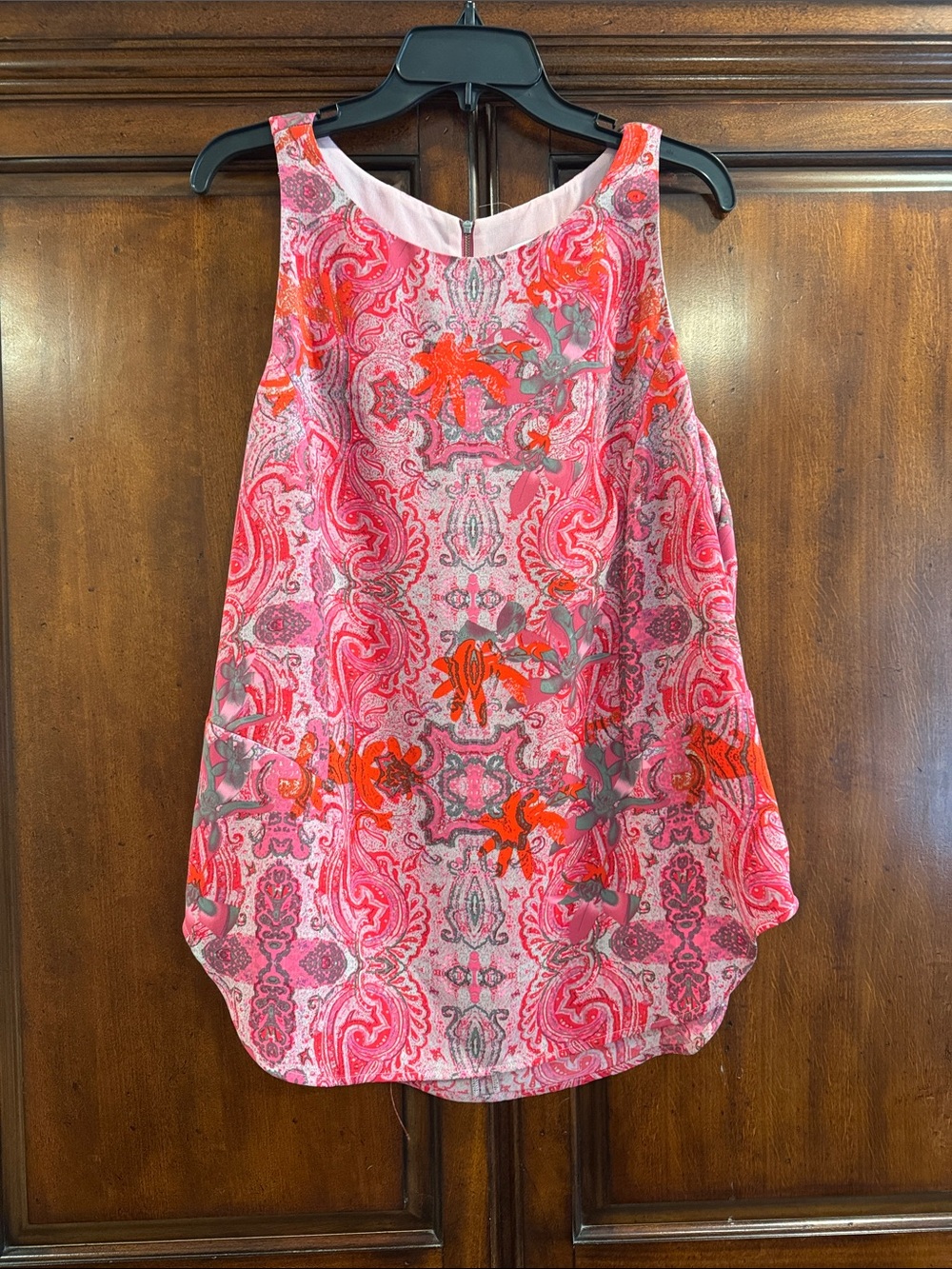 CAbi Pink and Orange Paisley Tank Blouse